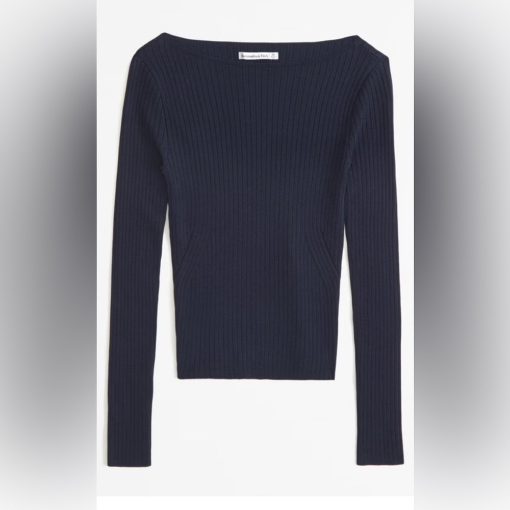 Abercrombie & Fitch Dark Blue Glossy Slash Sweater Top